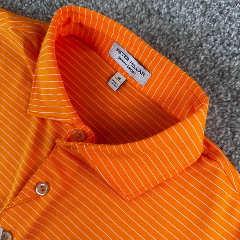 Peter Millar Summer Comfort Polo Men Medium Crown Sport Striped Golf Short NEW